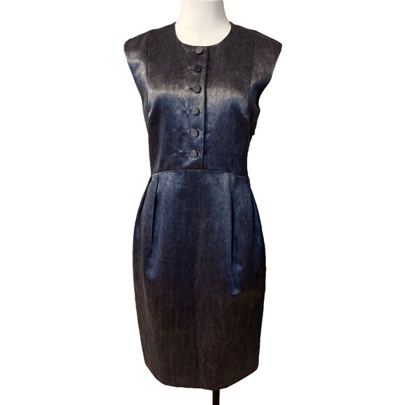 Theysken's Theory Dress 10 44 Silky Cotton Blend Dark Blue Gray Sleeveless $595 - Picture 1 of 10